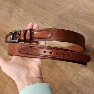 Vintage Trafalgar Belt Shrunken Oilskin Leather Handmade Cognac Brown size 30